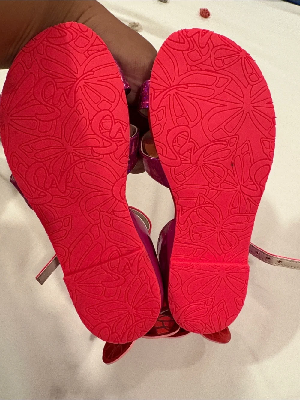 Sophia Webster Girls' Pink & Fuchsia Glitter Butterfly Strap Sandals